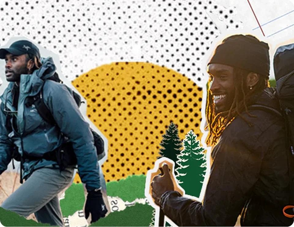 Illustration of Ron hiking